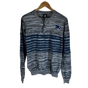 B22 Men’s NFL Team Apparel New England Patriots Football Henley Sweater L